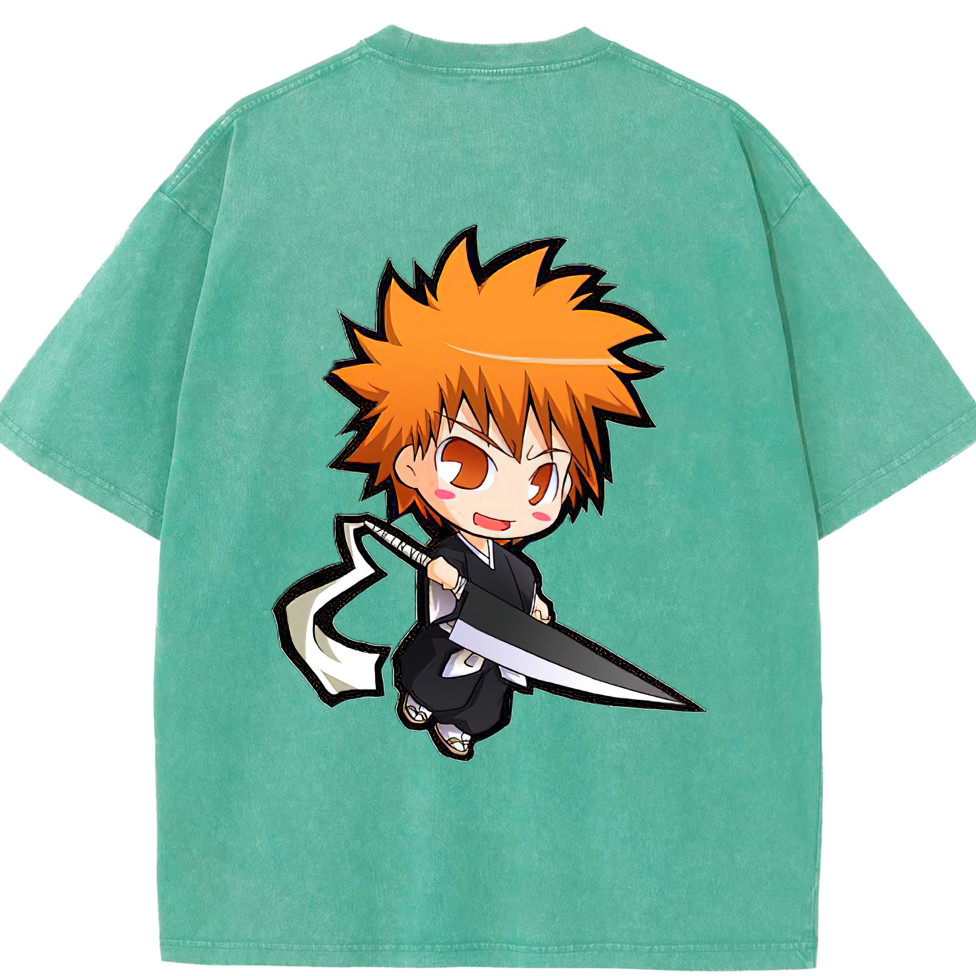 （画像用） ブリーチ 黒崎一護（くろさき いちご）BLEACH Kurosaki Ichigo 綿100% ヴィンテージ風 半袖Tシャツ（背面プリント）